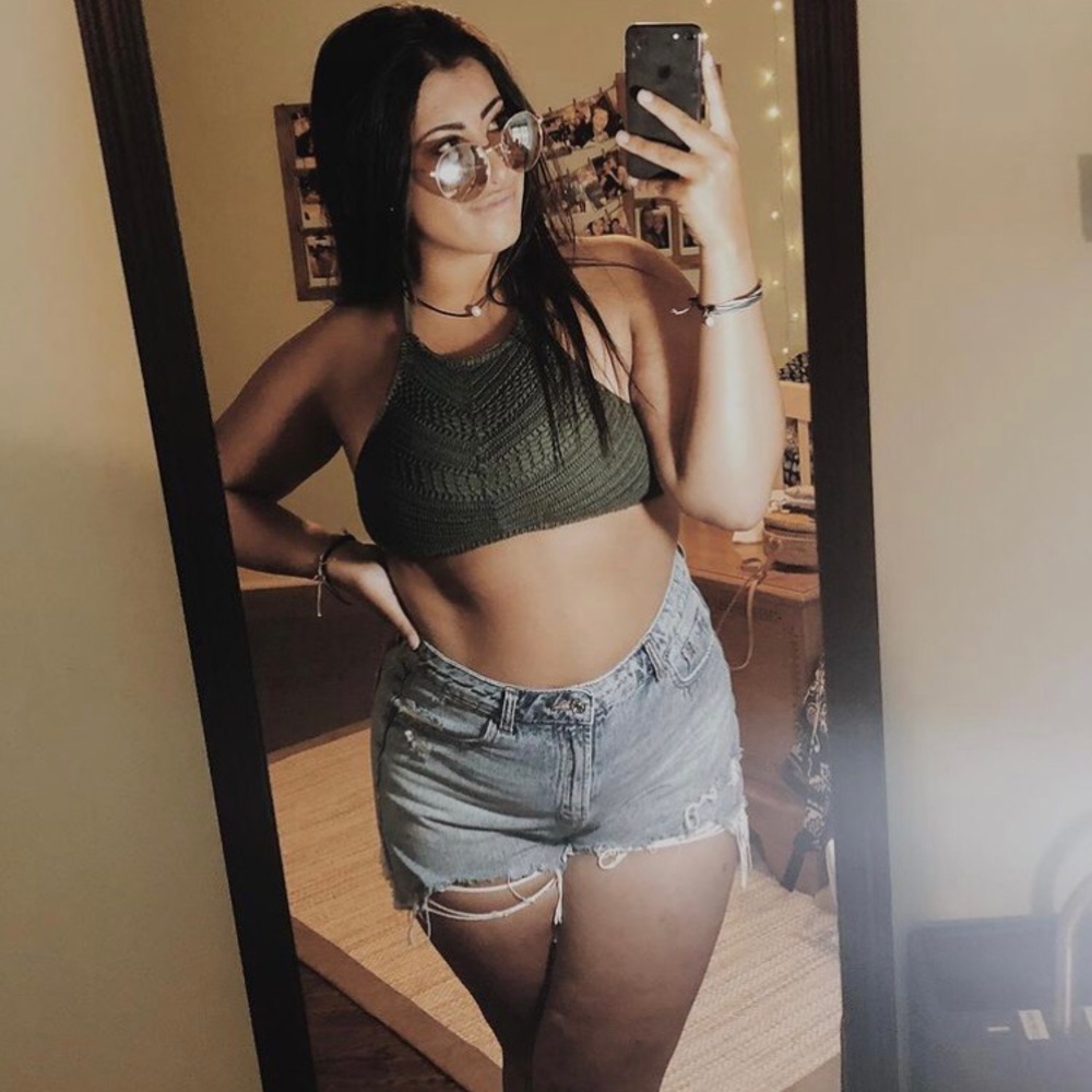 target knit green bathing suit top